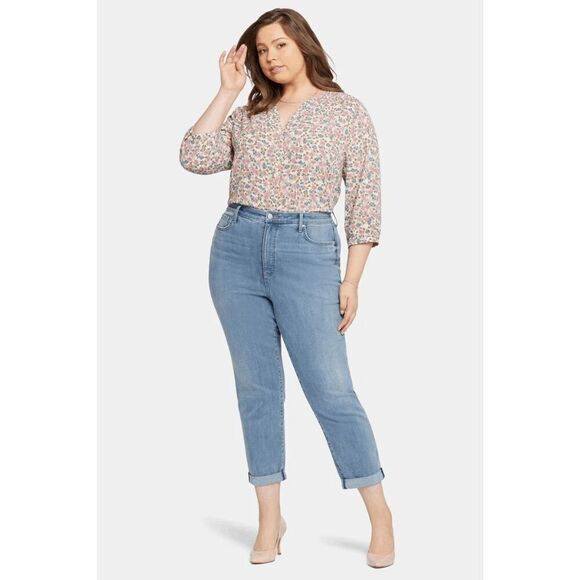 NYDJ Womens Jeans Sz 26W Girlfriend Faded High Rise Straight Leg Plus Classicore - Picture 1 of 12